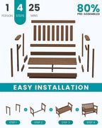 SERWALL Outdoor Bench, HDPE Outdoor Benches Weatherproof, 2-Person Garden Bench - Image 9