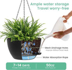 13 Inch 2 Pack Large Self Watering Hanging Planters - Image 3