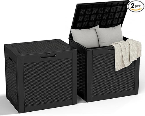 32 Gallon Outdoor Storage Box, Large Resin Deck Box by Unknown