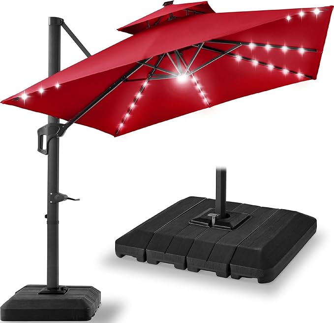 Best Choice Products 12x12ft LED Cantilever Patio Umbrella w/Base Included & by BestChoiceProducts