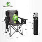 ALPHA CAMP Heavy Duty Camping Chair 500LBS Capacity, Oversized Folding Chair - Image 2