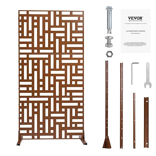 VEVOR Metal Privacy Screen, Outdoor Privacy Screens 3-Panel, Freestanding - Image 9