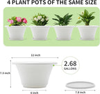 Quarut 12 Inch Plant Pot, 4 Pack Large pots - Image 5