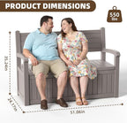 EasyUp 80 Gallon Wood Grain Style Outdoor Storage Bench, Waterproof and - Image 3