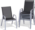 Patio Chairs Set of 6, Easily Set Up Stackable Outdoor Dining Chairs by Dovov