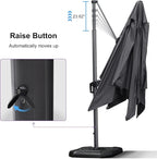 PURPLE LEAF 11.5' X 11.5' Telescopic Patio Umbrella Outdoor Cantilever Umbrella - Image 3