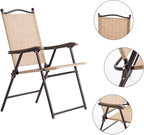 Giantex Set of 2 Patio Folding Chairs, Outdoor Patio Dining Chairs w/Armrest - Image 5