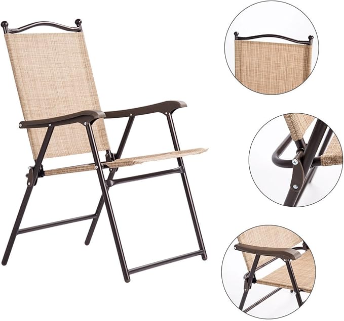 Giantex Set of 2 Patio Folding Chairs, Outdoor Patio Dining Chairs w/Armrest - Image 5