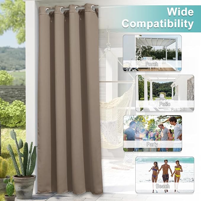 NICETOWN Morandi Brown Outdoor Curtains - Image 6
