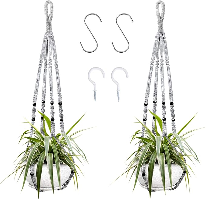 Augshy 2 Packs Macrame Hanging Planter, Indoor Hanging Planter Basket by Augshy