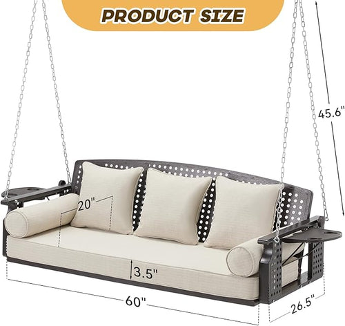 3 Seat Porch Swing, Patio Swing Bench - Image 2