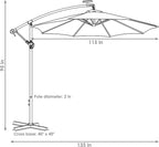 Sunnydaze 10' Solar Offset Patio Umbrella - Image 3