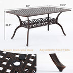 60" Cast Aluminum Outdoor Dining Table – Rectangular Red Copper Patio Table - Image 3