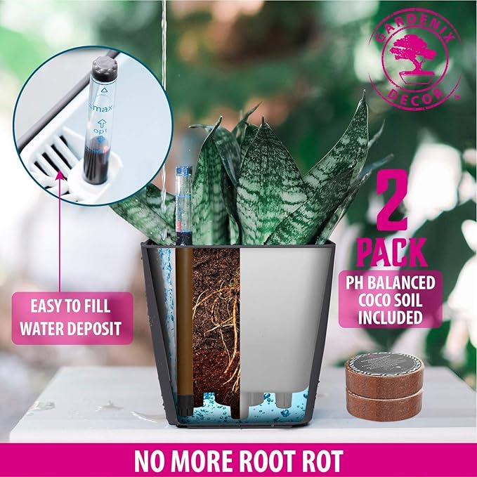 GARDENIX DECOR 5" Self Watering pots - Image 3
