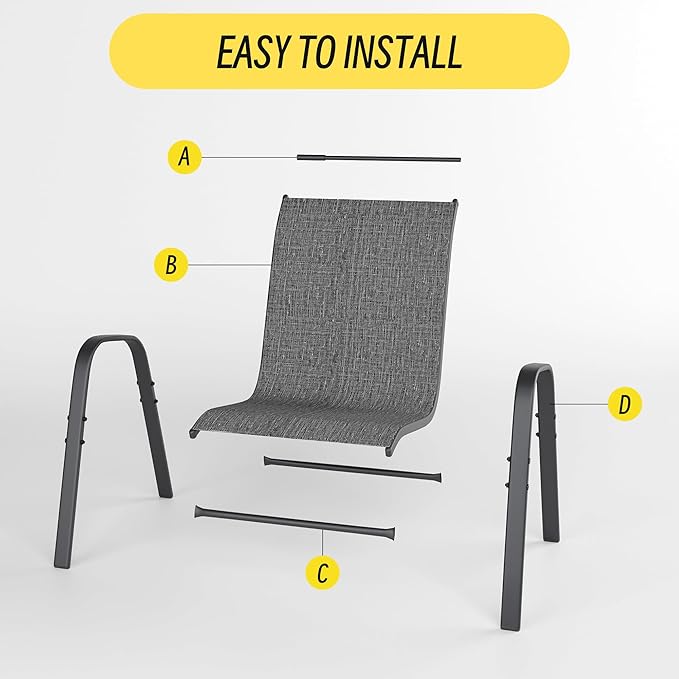 Betterhood Patio Chairs Set of 4, Stackable Outdoor Dining Chairs Set - Image 6