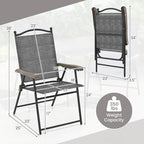 Giantex Set of 2 Patio Folding Chairs, Outdoor Patio Dining Chairs w/Armrest - Image 3