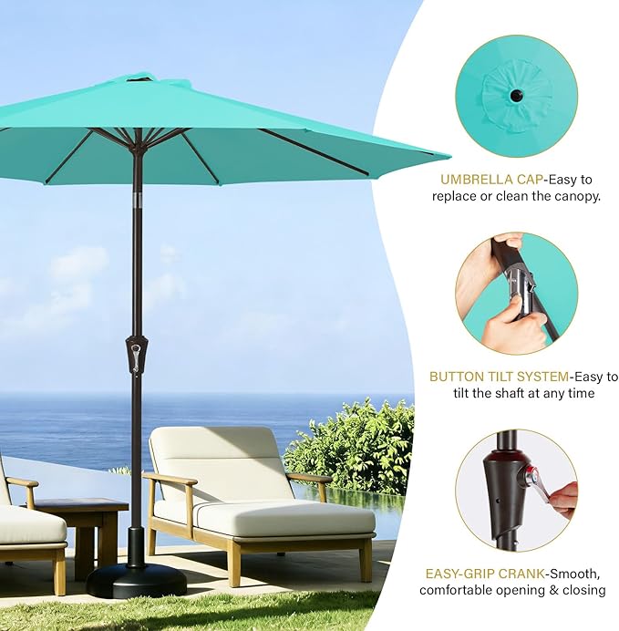 MEWAY 9ft Patio Umbrella Outdoor Table Umbrellas - Image 5