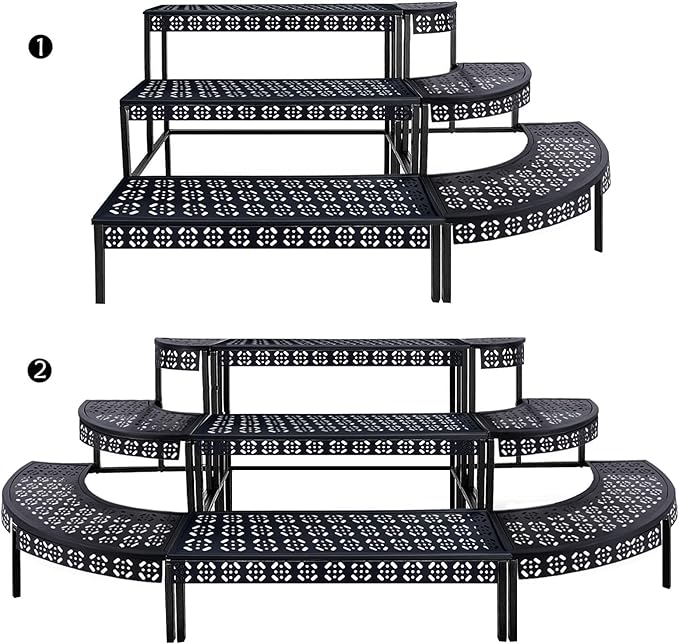 aboxoo 3 Tier Stair Style Large Metal Plant Stand, Garden Display Shelf Flower - Image 3