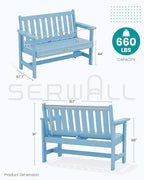 SERWALL Outdoor Bench, HDPE Outdoor Benches Weatherproof, 2-Person Garden Bench - Image 3
