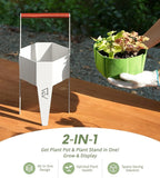 Planter with Stand, Metal 2 in 1 Portable Planter with Grow Bags & Handle - Image 2