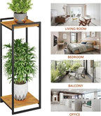2-Tier Plant Stand Indoor, Rustic Brown - Image 6