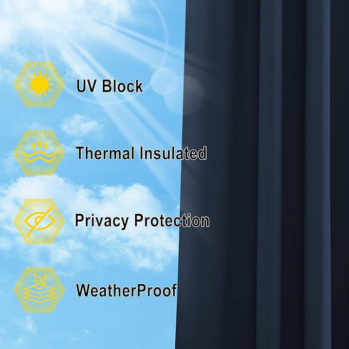 NICETOWN Outdoor Patio Curtain Waterproof, Sun Blocking Weatherproof Porch - Image 5