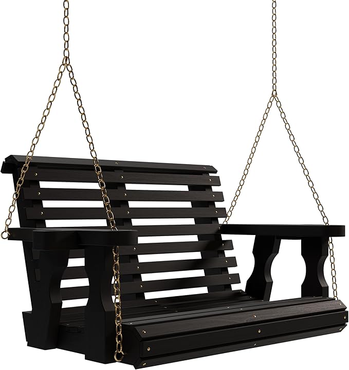 Amish Casual Roll Back Swing, Semi-Solid Black Stain, by AmishCasual