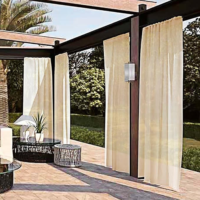 SpaceDresser Waterproof Outdoor Sheer Curtains - Image 2