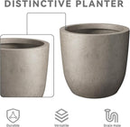 Kante 13.4" Dia Round Concrete Planter, Large Outdoor Modern Indoor Decorative - Image 7