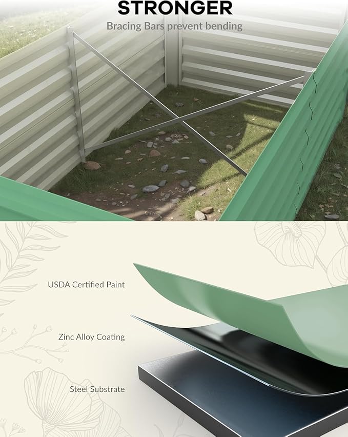 Garvee 2PCS 6x3x2ft Galvanized Raised Garden Bed Outdoor, Rust-Resistant Raised - Image 4