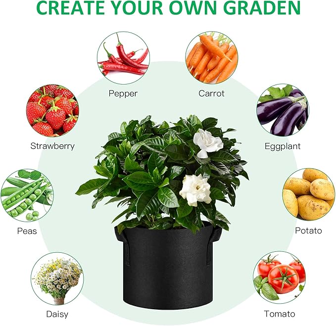 12-Pack 1 Gallon Thickened Non-Woven Grow Bags, Aeration Fabric Pots - Image 5