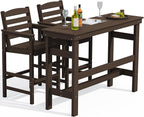 SERWALL Outdoor Bar Table and Chairs Set, Adirondack Bar Chairs Set of 2 and by SERWALL