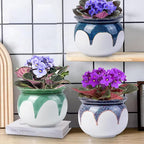 African Violet Pots, 6 inch Ceramic Easy Self Watering Plant Pot - Image 4