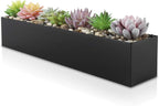 DR&Co Modern Black Trough Rectangular Planter, 16“ Metal Window Planter Box by DRCo