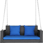 Outvita Porch Swing 2 Person Hanging Bench, Wicker Outdoor Swing Bench by Outvita