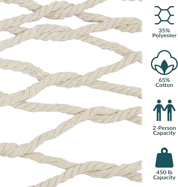 Sunnydaze Cotton Rope Hammock for Outside - Image 3