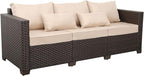 Outdoor Furniture Couch 3 Seater Sofa Outdoor Brown Wicker Sofa Deep Seat High - Image 8