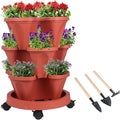 GameXcel Vertical Planter 3 Tier Stackable Planters Garden Planters Strawberry by GameXcel