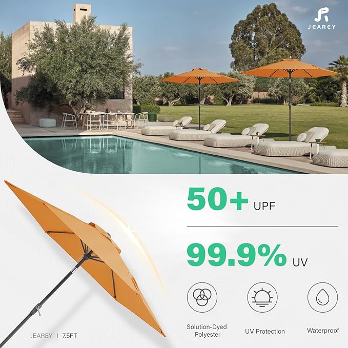 JEAREY 7.5FT Patio Umbrella Market Table Umbrella - Image 4