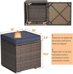RELAX4LIFE Wicker Outdoor Storage Ottoman, 2-Piece Rattan Footstool w/Removable - Image 3