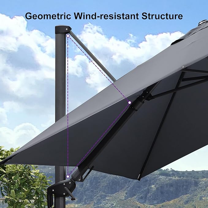 PURPLE LEAF 9' X 12' Left-right Tilt Patio Umbrella Outdoor Cantilever Swivel - Image 9