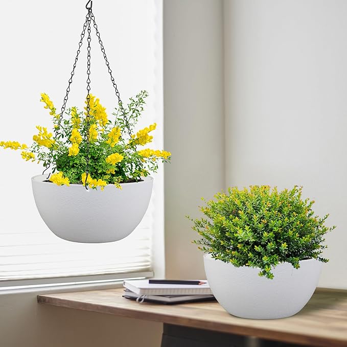 12 inch Large Hanging Planters for Indoor Outdoor Plants, 2 Pack Hanging Flower - Image 5