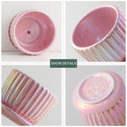 Ton Sin Pink Gold Ceramic Flower Pots, Modern Indoor Decorative Plant Pots Set - Image 5