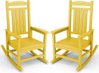 KINGYES Outdoor Rocking Chair Set of 2, High Density Polyethylene Patio Rocking by KINGYES