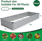 Vengarus 10x3x1FT Galvanized Raised Garden Bed Kit, Outdoor Metal Planter Box - Image 2