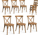 VINGLI Plastic Outdoor Dining Chairs Set of 6, Stackable Patio Farmhouse Brown by VINGLI
