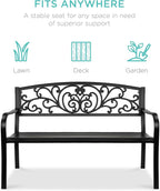 Best Choice Products Outdoor Bench Steel Garden Patio Porch Furniture - Image 3