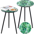 Metal Outdoor Side Tables Set of Two Small Outside Round End Table by PartyZealot