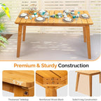 VINGLI Rectangular Outdoor Dining Table, Solid Cedar Wood Patio Table - Image 5