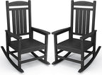 KINGYES Outdoor Rocking Chair Set of 2, High Density Polyethylene Patio Rocking by KINGYES